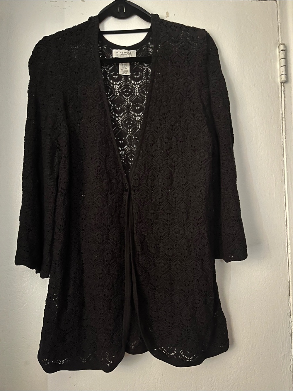 Nine West black lacy stretch sweater